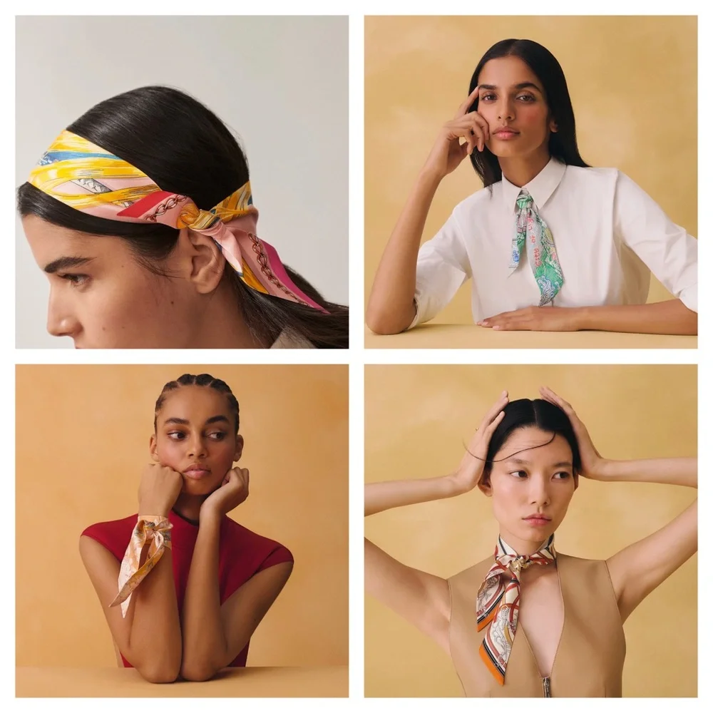 💕HERMES Silk Twilly Ribbon Scarf "Jeu de Soie Uniforme" • Rose Vif, Noir, Rose - Picture 11 of 15